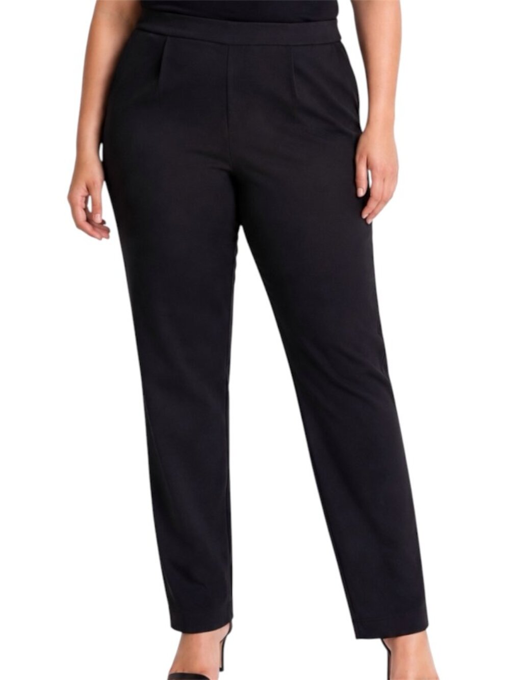 Size 1 Chicos Black High Rise Straight Leg Pull-On Work Pants 